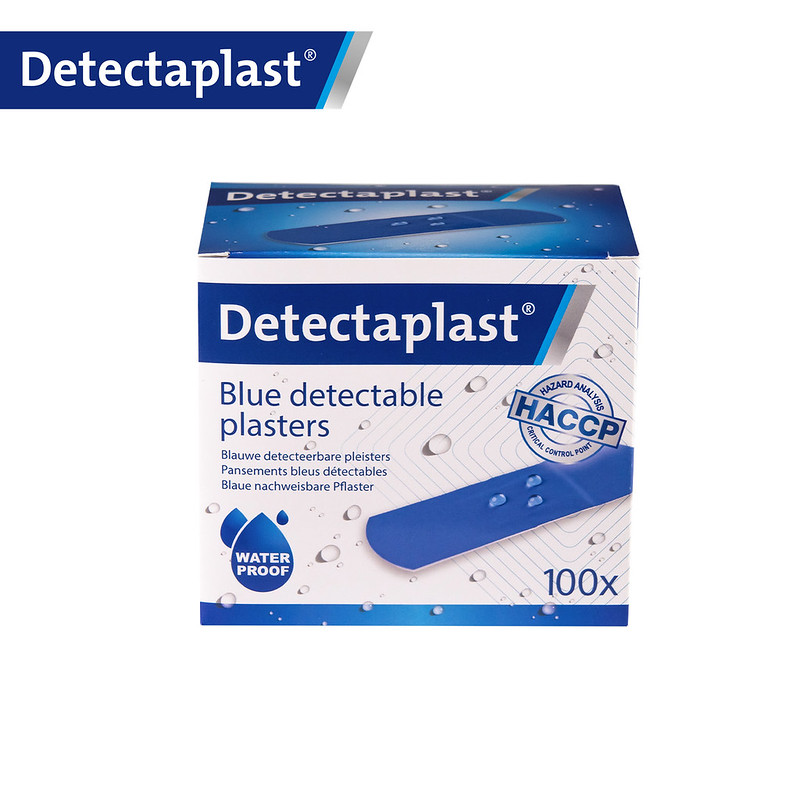 Lot de 100 pansements bleus en plastique PE 25 x 72 mm